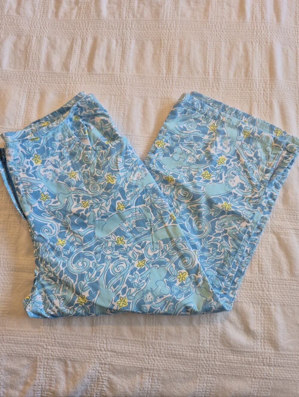 Lilly Pulitzer girls size 14 cropped fitted pants blue Jungle Cat VGUC Vintage